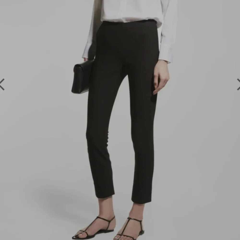 Vince black Stitch-Front Seam Leggings pants slit back ankle zip side small P